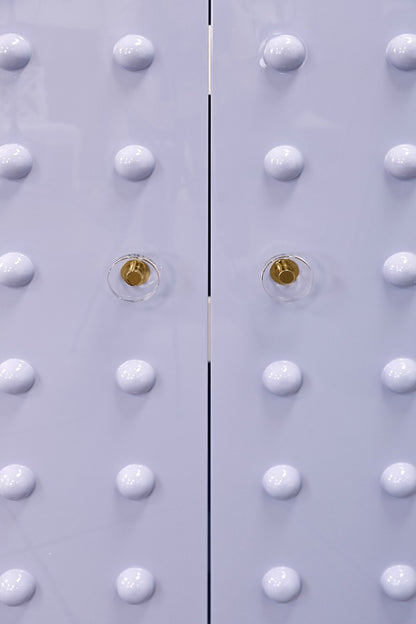 Worlds Away - Two Door Cabinet With Ball Stud Detail And Acrylic And Brass Hardware In Lavender Lacquer - BEAU LAV view 4