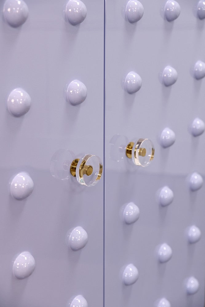 Worlds Away - Two Door Cabinet With Ball Stud Detail And Acrylic And Brass Hardware In Lavender Lacquer - BEAU LAV view 5