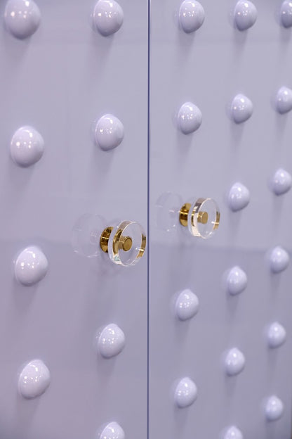 Worlds Away - Two Door Cabinet With Ball Stud Detail And Acrylic And Brass Hardware In Lavender Lacquer - BEAU LAV view 5