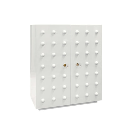 Worlds Away - Two Door Cabinet With Ball Stud Detail And Acrylic And Brass Hardware In White Lacquer - BEAU WH view 1