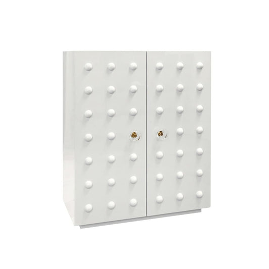 Worlds Away - Two Door Cabinet With Ball Stud Detail And Acrylic And Brass Hardware In White Lacquer - BEAU WH view 1