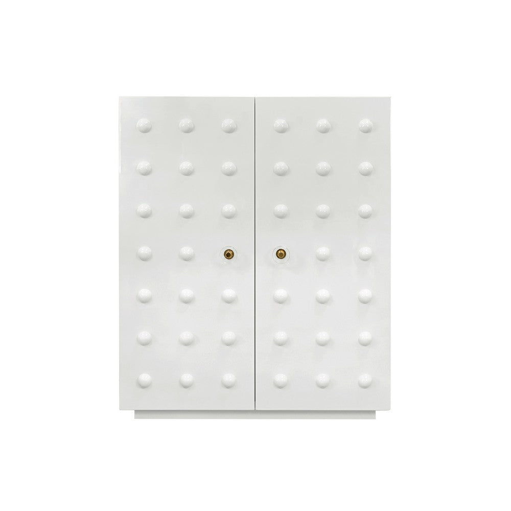 Worlds Away - Two Door Cabinet With Ball Stud Detail And Acrylic And Brass Hardware In White Lacquer - BEAU WH view 2