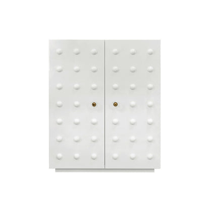 Worlds Away - Two Door Cabinet With Ball Stud Detail And Acrylic And Brass Hardware In White Lacquer - BEAU WH view 2