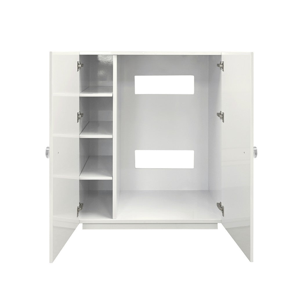 Worlds Away - Two Door Cabinet With Ball Stud Detail And Acrylic And Brass Hardware In White Lacquer - BEAU WH view 3