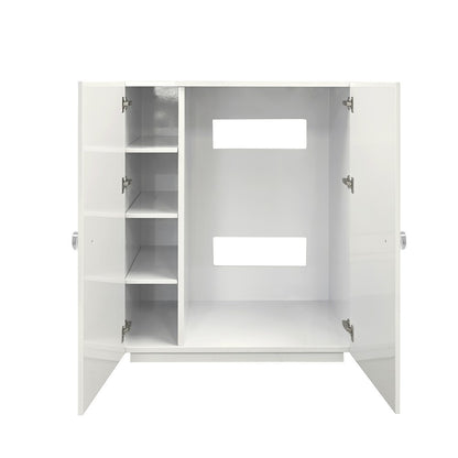 Worlds Away - Two Door Cabinet With Ball Stud Detail And Acrylic And Brass Hardware In White Lacquer - BEAU WH view 3