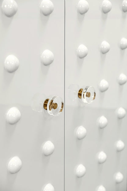 Worlds Away - Two Door Cabinet With Ball Stud Detail And Acrylic And Brass Hardware In White Lacquer - BEAU WH view 5