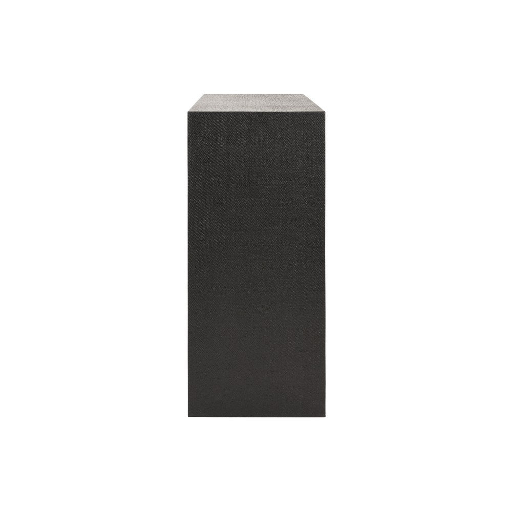 Worlds Away - Two Door Console With Open Shelf In Black Painted Grasscloth With Black Oak Handles - ASPEN BLK view 4