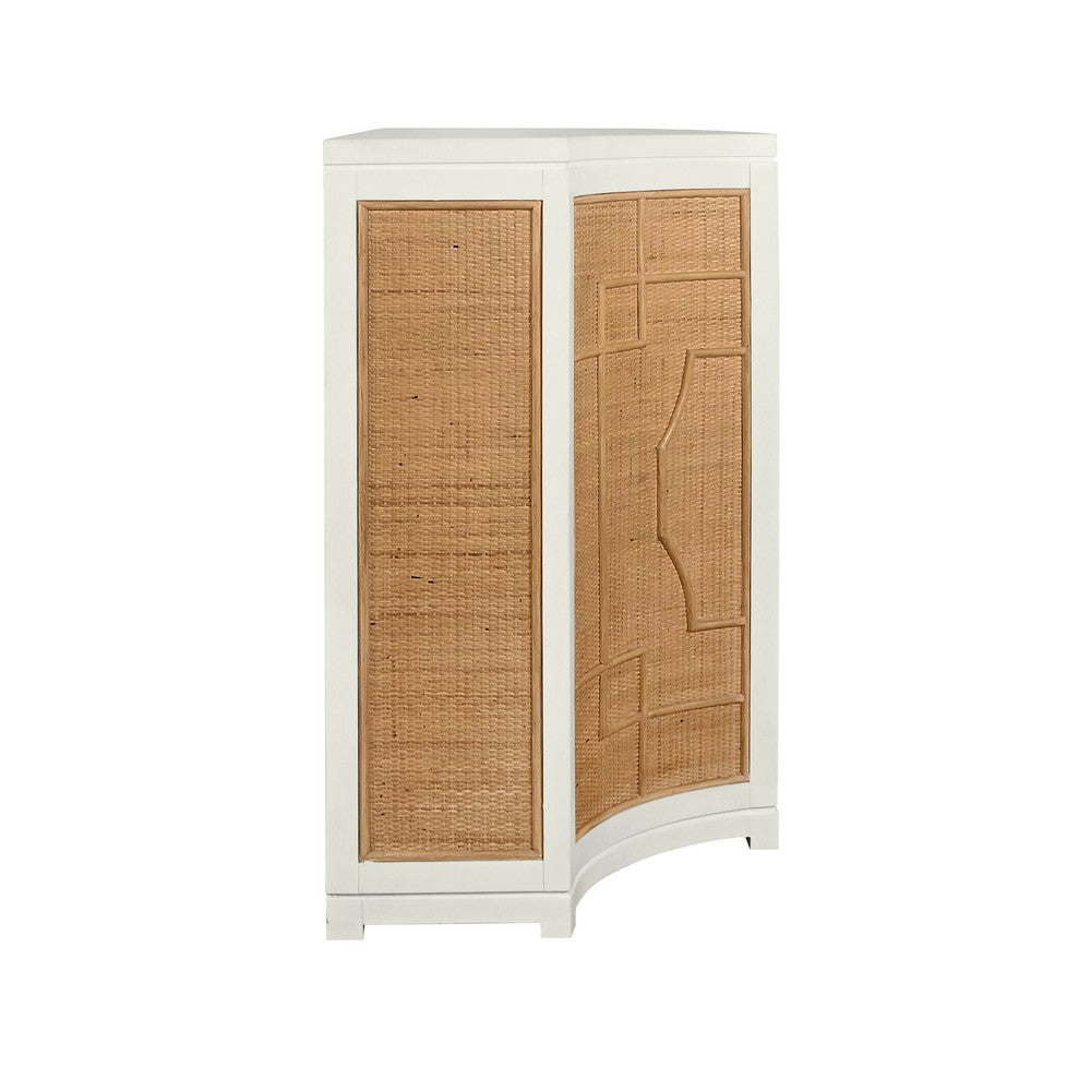 Worlds Away - Two Door Decorative Rattan Overlay Cabinet With Curved Ends And Painted Matte White Case - ISABEL WH view 4