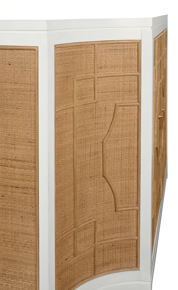 Worlds Away - Two Door Decorative Rattan Overlay Cabinet With Curved Ends And Painted Matte White Case - ISABEL WH view 6
