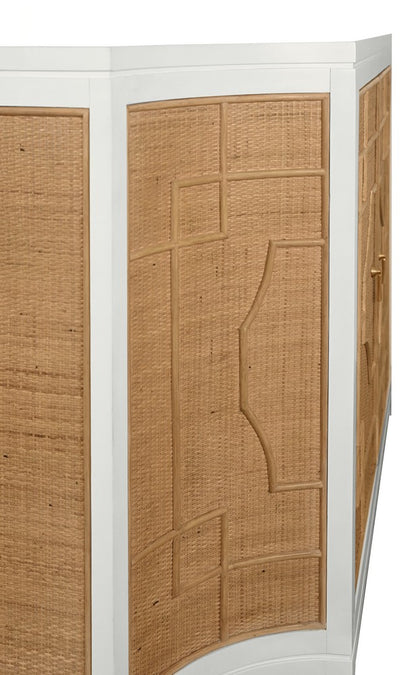 Worlds Away - Two Door Decorative Rattan Overlay Cabinet With Curved Ends And Painted Matte White Case - ISABEL WH view 6