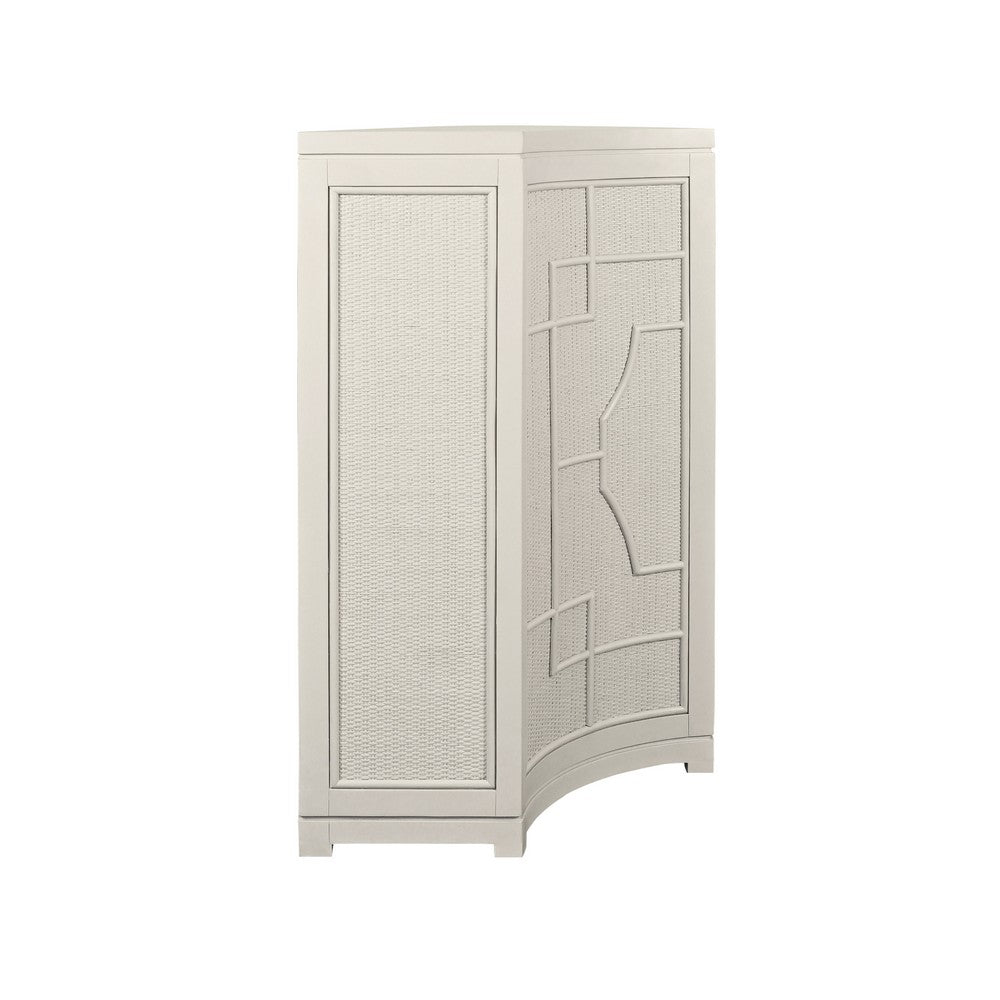Worlds Away - Two Door Decorative Rattan Overlay Cabinet With Curved Ends Painted In Antique White - ISABEL AW view 4