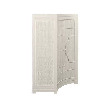 Worlds Away - Two Door Decorative Rattan Overlay Cabinet With Curved Ends Painted In Antique White - ISABEL AW view 4