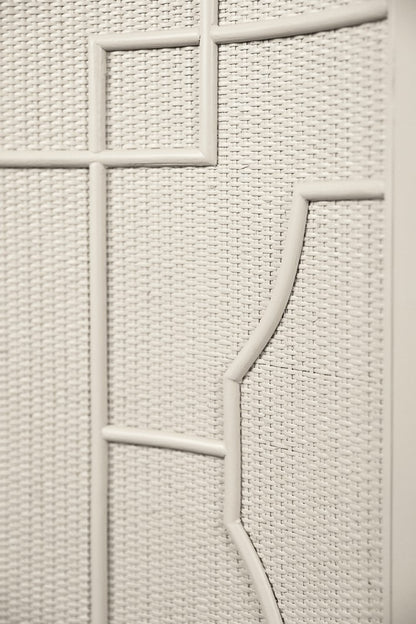 Worlds Away - Two Door Decorative Rattan Overlay Cabinet With Curved Ends Painted In Antique White - ISABEL AW view 8