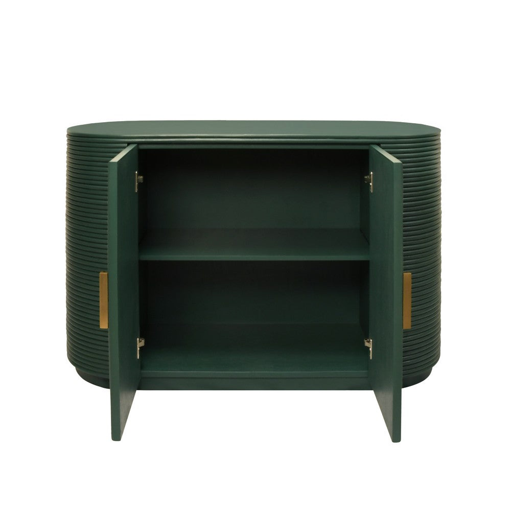 Worlds Away - Two Door Reeded Case With Curved End Cabinet In Painted Hunter Green - ROGER GR view 3