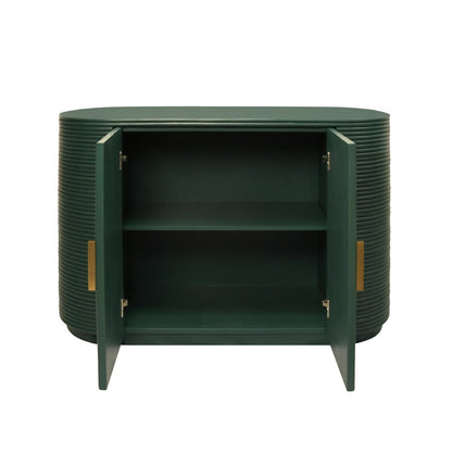 Worlds Away - Two Door Reeded Case With Curved End Cabinet In Painted Hunter Green - ROGER GR view 3