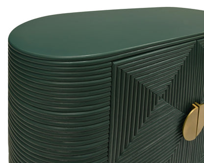 Worlds Away - Two Door Reeded Case With Curved End Cabinet In Painted Hunter Green - ROGER GR view 4