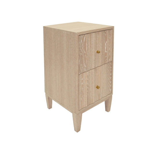 Worlds Away - Two Door Side Table With Fluted Detail In Cerused Oak - HAMMOND CO view 1