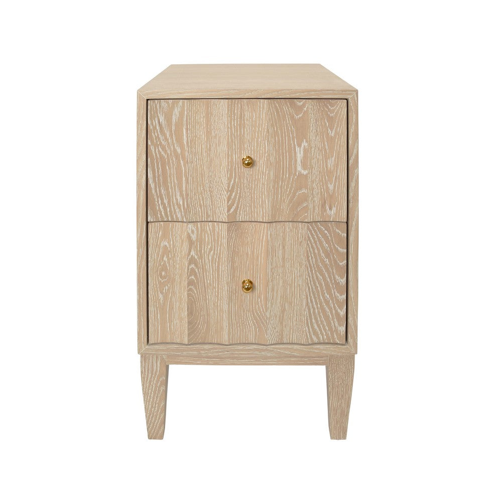 Worlds Away - Two Door Side Table With Fluted Detail In Cerused Oak - HAMMOND CO view 2
