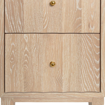 Worlds Away - Two Door Side Table With Fluted Detail In Cerused Oak - HAMMOND CO view 3