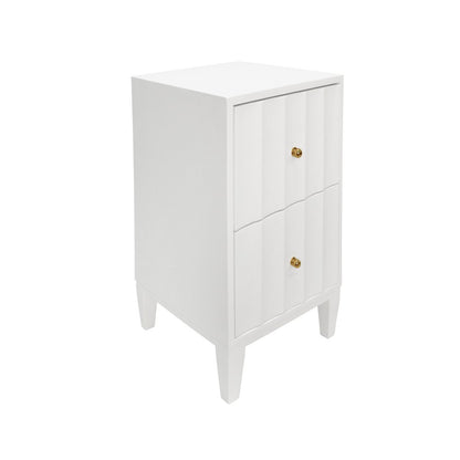 Worlds Away - Two Door Side Table With Fluted Detail In Matte White Lacquer - HAMMOND WH view 1