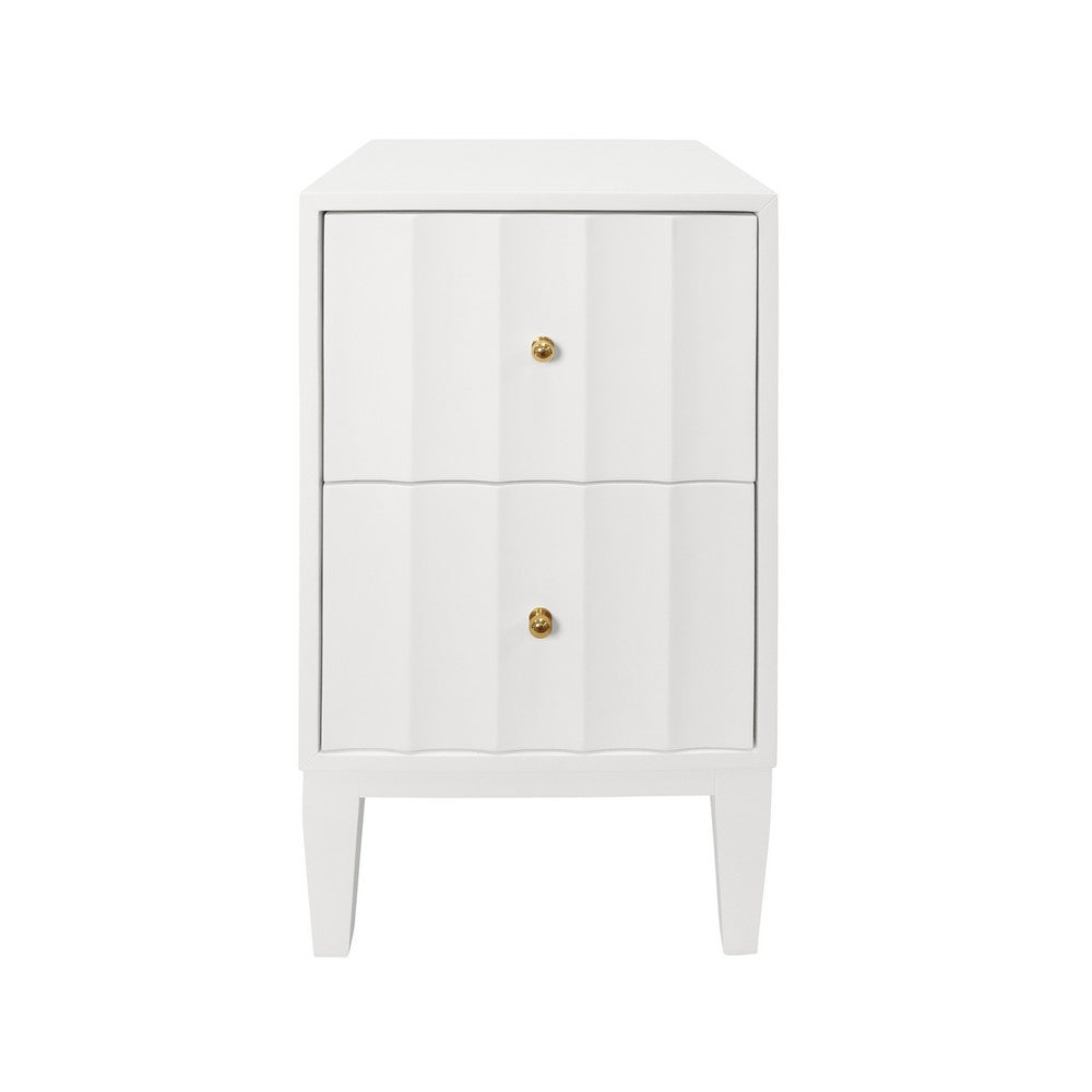 Worlds Away - Two Door Side Table With Fluted Detail In Matte White Lacquer - HAMMOND WH view 2
