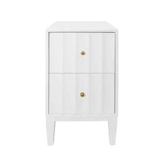 Worlds Away - Two Door Side Table With Fluted Detail In Matte White Lacquer - HAMMOND WH view 2
