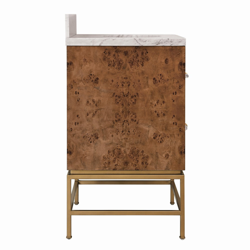Worlds Away - Two Drawer Bath Vanity In Matte Dark Burl Wood With Antique Brass Metal Frame And Acrylic And Brass Hardware - CLIFFORD 24 DBW view 4