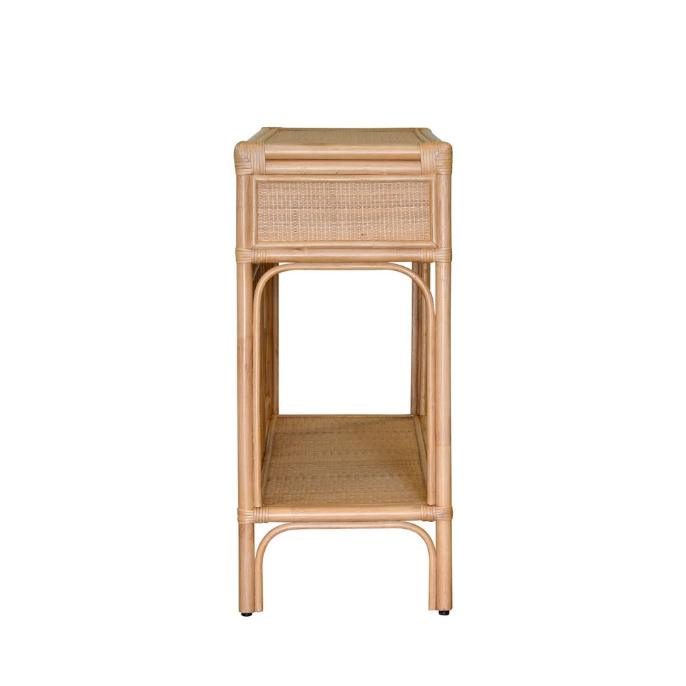 Worlds Away - Two Drawer Console With Decorative Back In Natural Rattan - GIDEON NAT view 4