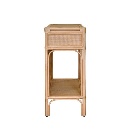 Worlds Away - Two Drawer Console With Decorative Back In Natural Rattan - GIDEON NAT view 4
