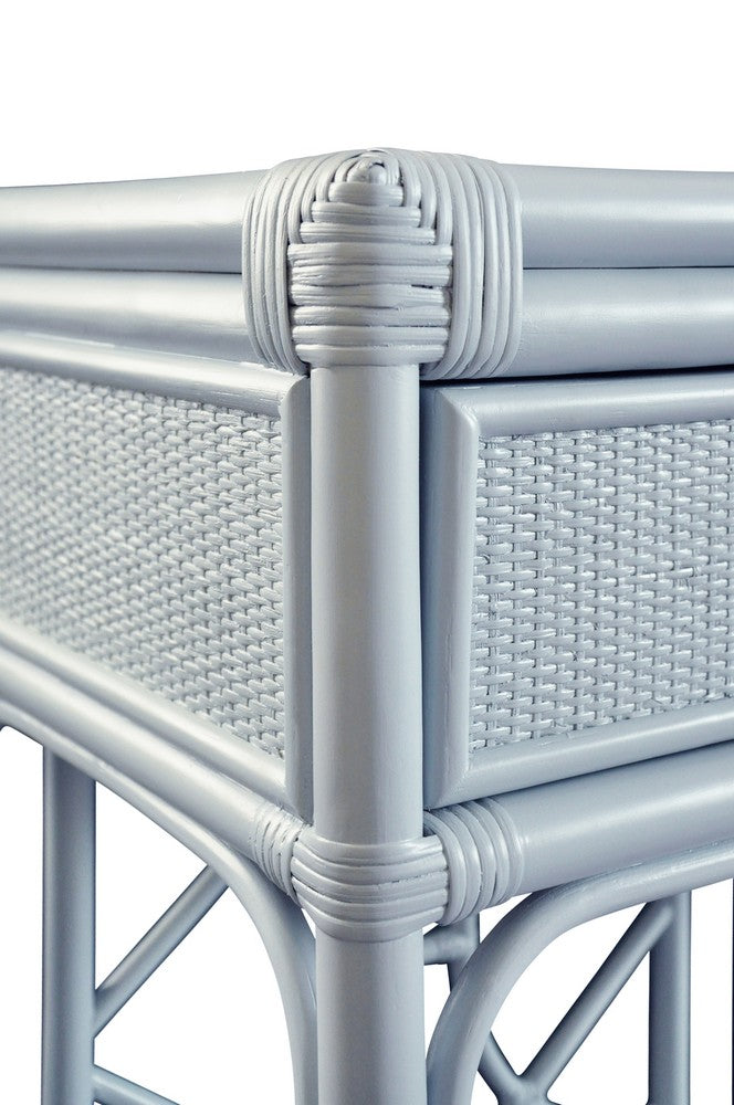 Worlds Away - Two Drawer Console With Decorative Back In Rattan Painted Light Blue - GIDEON LB view 5