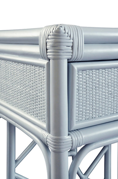 Worlds Away - Two Drawer Console With Decorative Back In Rattan Painted Light Blue - GIDEON LB view 5
