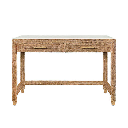 Worlds Away - Two Drawer Desk In Wrapped Rope With Glass Top And Brass Foot Caps - NOBLE view 1
