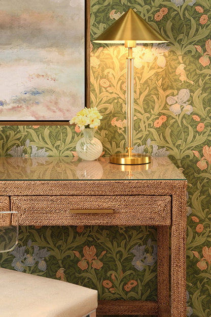 Worlds Away - Two Drawer Desk In Wrapped Rope With Glass Top And Brass Foot Caps - NOBLE view 3