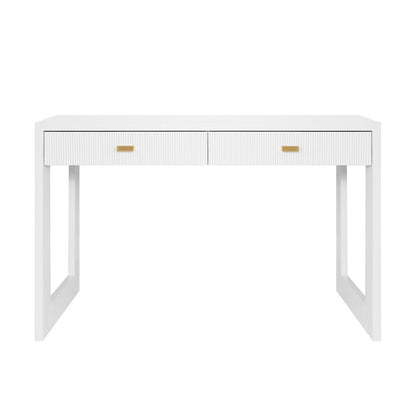 Worlds Away - Two Drawer Desk With Fluted Detail In Matte White Lacquer - LARKIN WH view 2