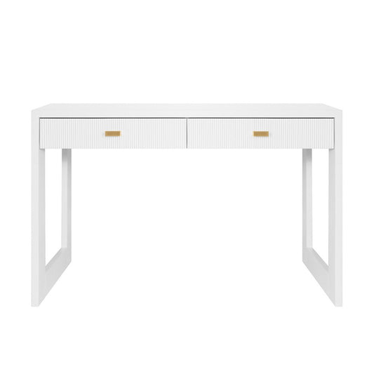 Worlds Away - Two Drawer Desk With Fluted Detail In Matte White Lacquer - LARKIN WH view 2