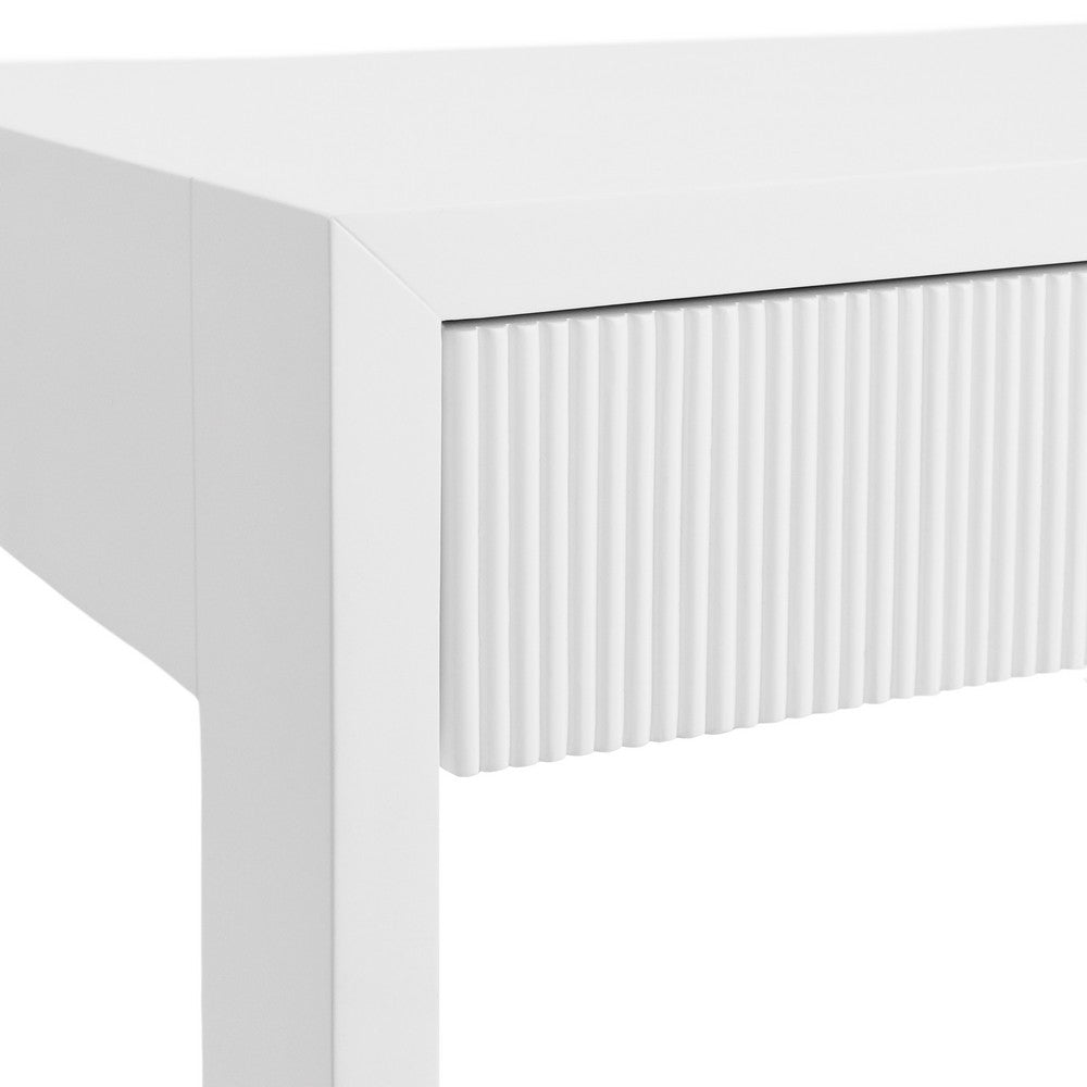 Worlds Away - Two Drawer Desk With Fluted Detail In Matte White Lacquer - LARKIN WH view 5