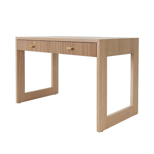 Worlds Away - Two Drawer Desk With Fluted Detail In Natural Oak - LARKIN NO view 1