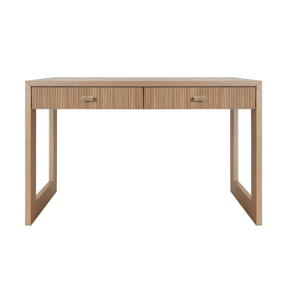 Worlds Away - Two Drawer Desk With Fluted Detail In Natural Oak - LARKIN NO view 2