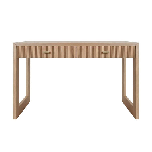 Worlds Away - Two Drawer Desk With Fluted Detail In Natural Oak - LARKIN NO view 2