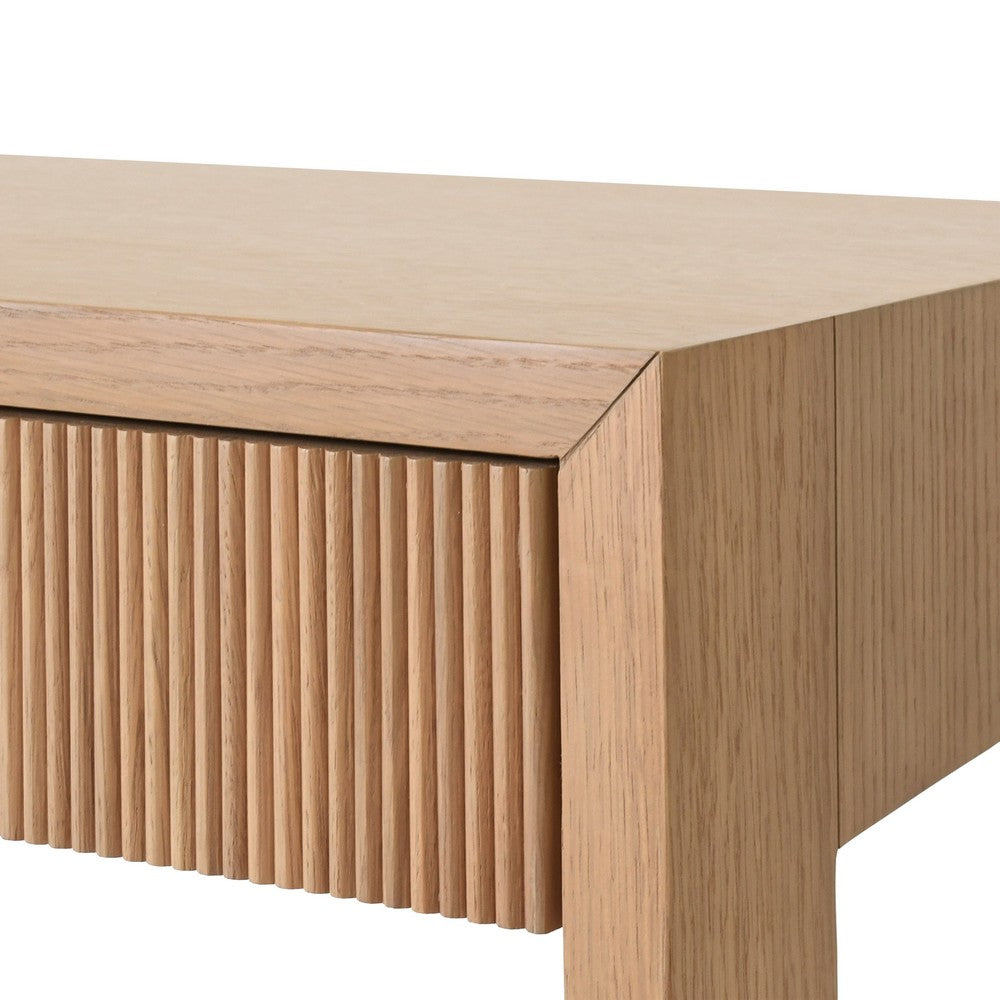 Worlds Away - Two Drawer Desk With Fluted Detail In Natural Oak - LARKIN NO view 4