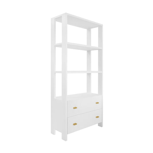 Worlds Away - Two Drawer Etagere With Fluted Detail In Matte White Lacquer - DAVIE WH view 1