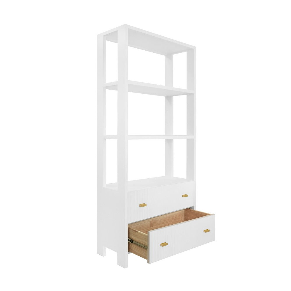 Worlds Away - Two Drawer Etagere With Fluted Detail In Matte White Lacquer - DAVIE WH view 3