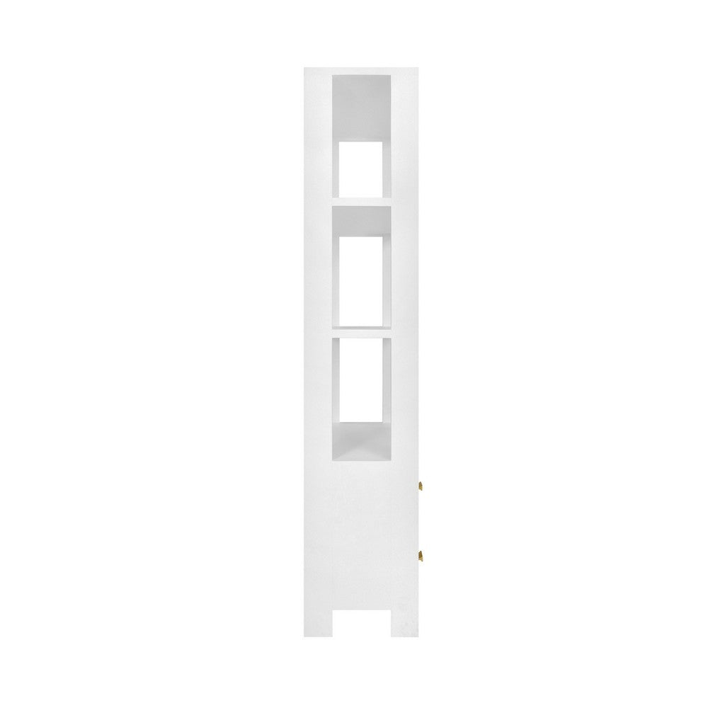 Worlds Away - Two Drawer Etagere With Fluted Detail In Matte White Lacquer - DAVIE WH view 4