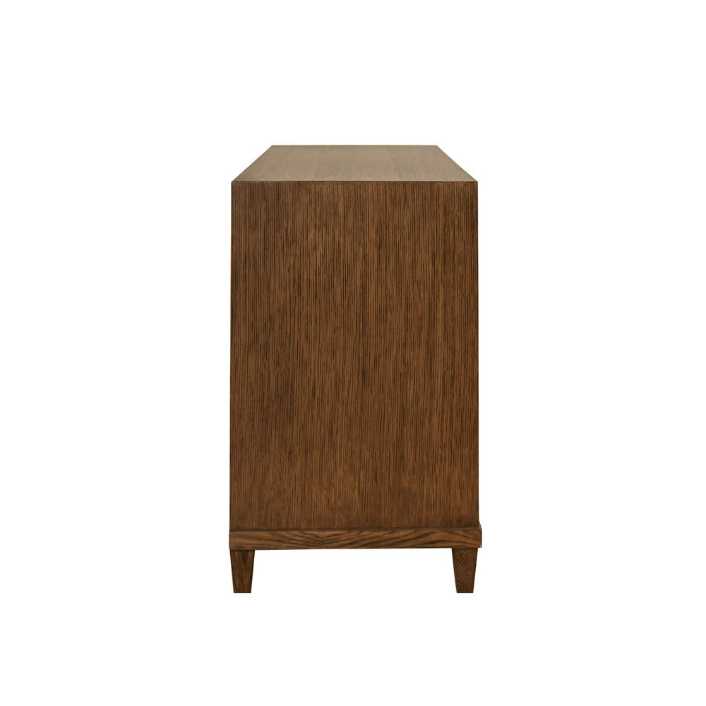 Worlds Away - Two Drawer, Open Shelf Side Table With Fluted Drawer Fronts In Provincial Brown Oak - CORINE PBO view 4