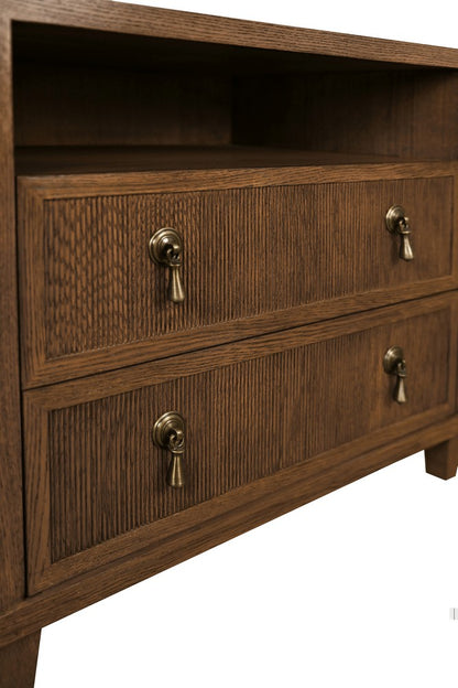 Worlds Away - Two Drawer, Open Shelf Side Table With Fluted Drawer Fronts In Provincial Brown Oak - CORINE PBO view 5
