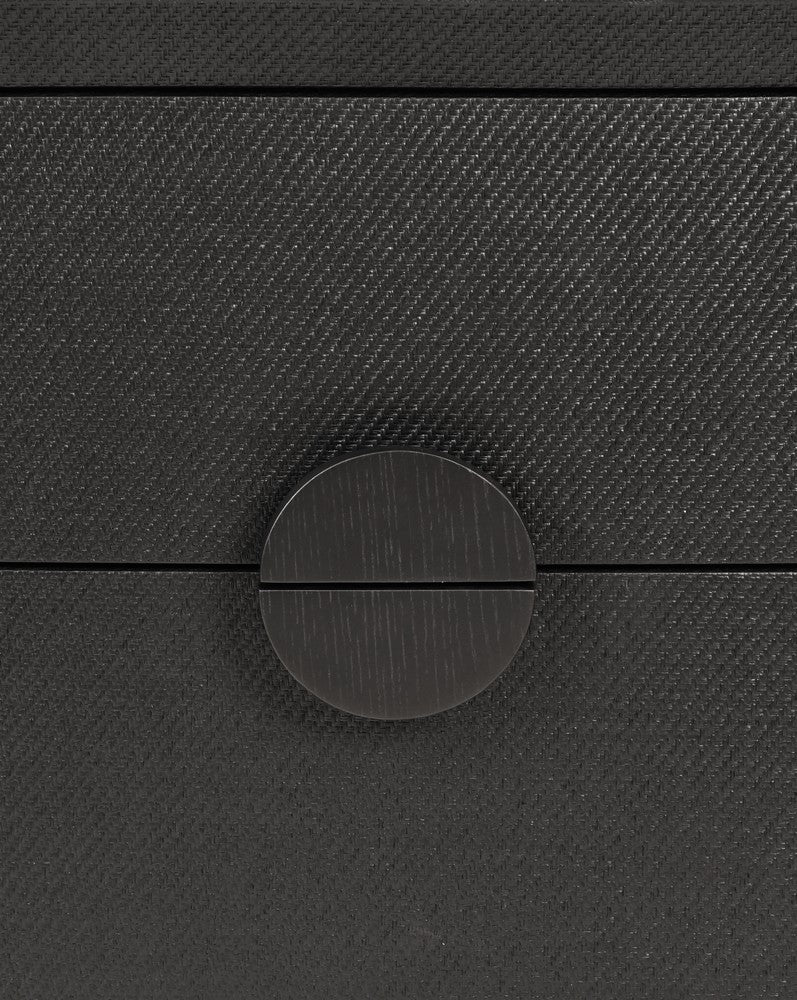 Worlds Away - Two Drawer Side Table In Black Painted Grasscloth With Black Oak Handles - EZRA BLK view 6
