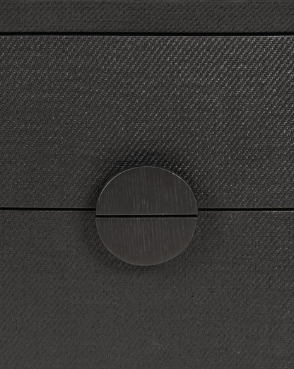 Worlds Away - Two Drawer Side Table In Black Painted Grasscloth With Black Oak Handles - EZRA BLK view 6