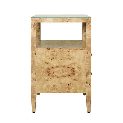 Worlds Away - Two Drawer Side Table In Burl Wood With Polished Brass Knobs - ROSCOE BW view 4