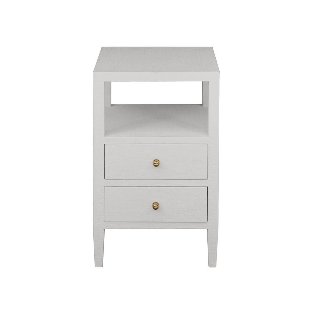 Worlds Away - Two Drawer Side Table In Coated White Linen - ROSCOE WH view 2