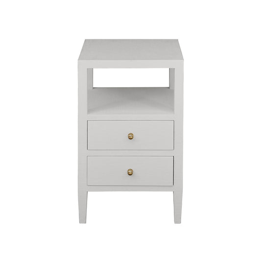 Worlds Away - Two Drawer Side Table In Coated White Linen - ROSCOE WH view 2
